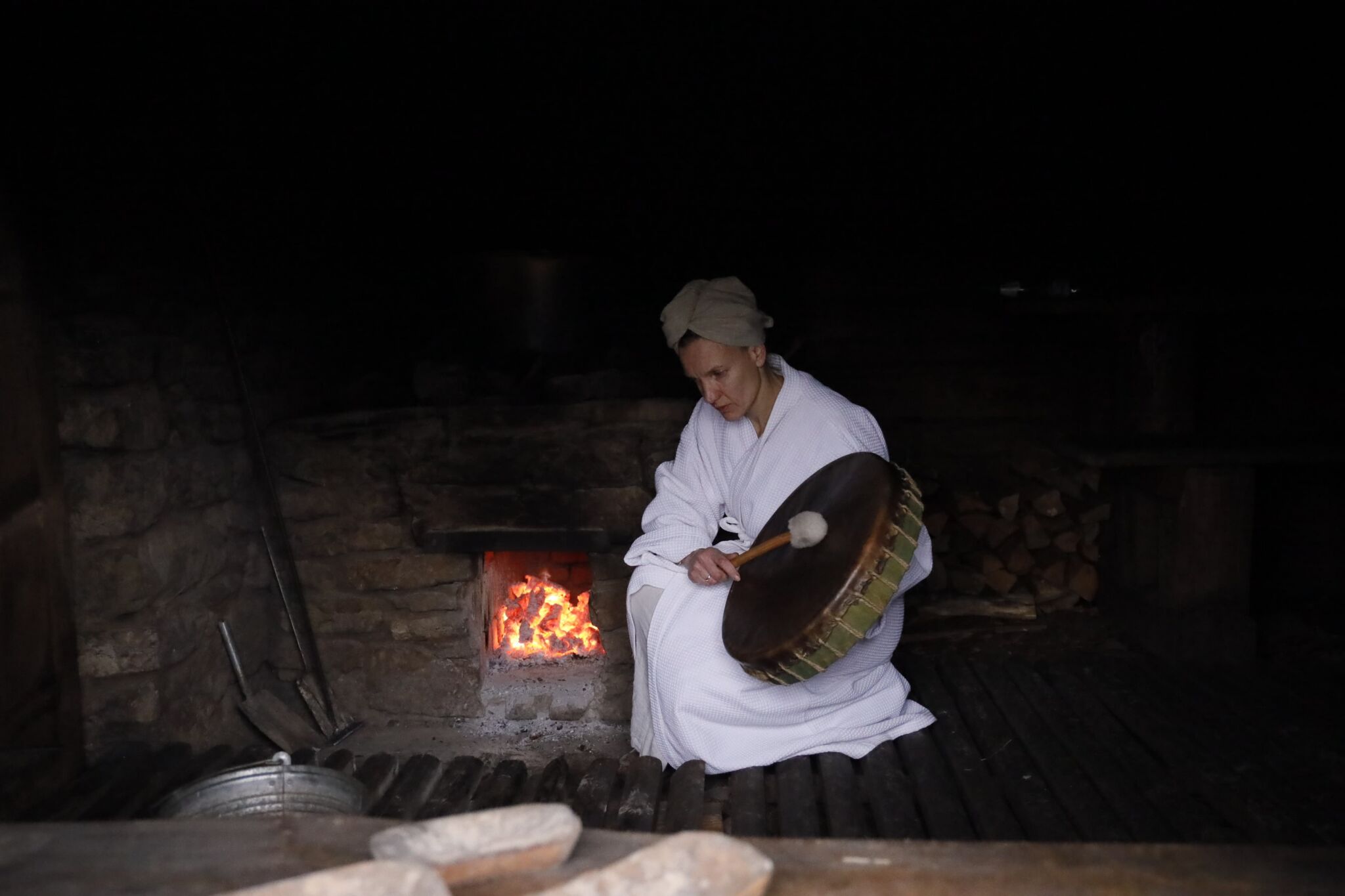Teacher with ritual drum
